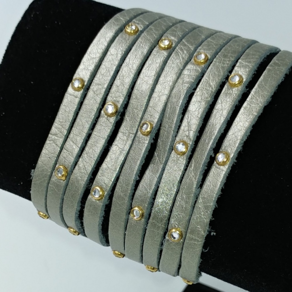 LAST ONE Leather Charcoal Grey 9 Strand Bracelet